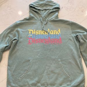 Disneyland Multicolor Logo Hooded Pullover Sweatshirt Unisex Pale Green SZ M